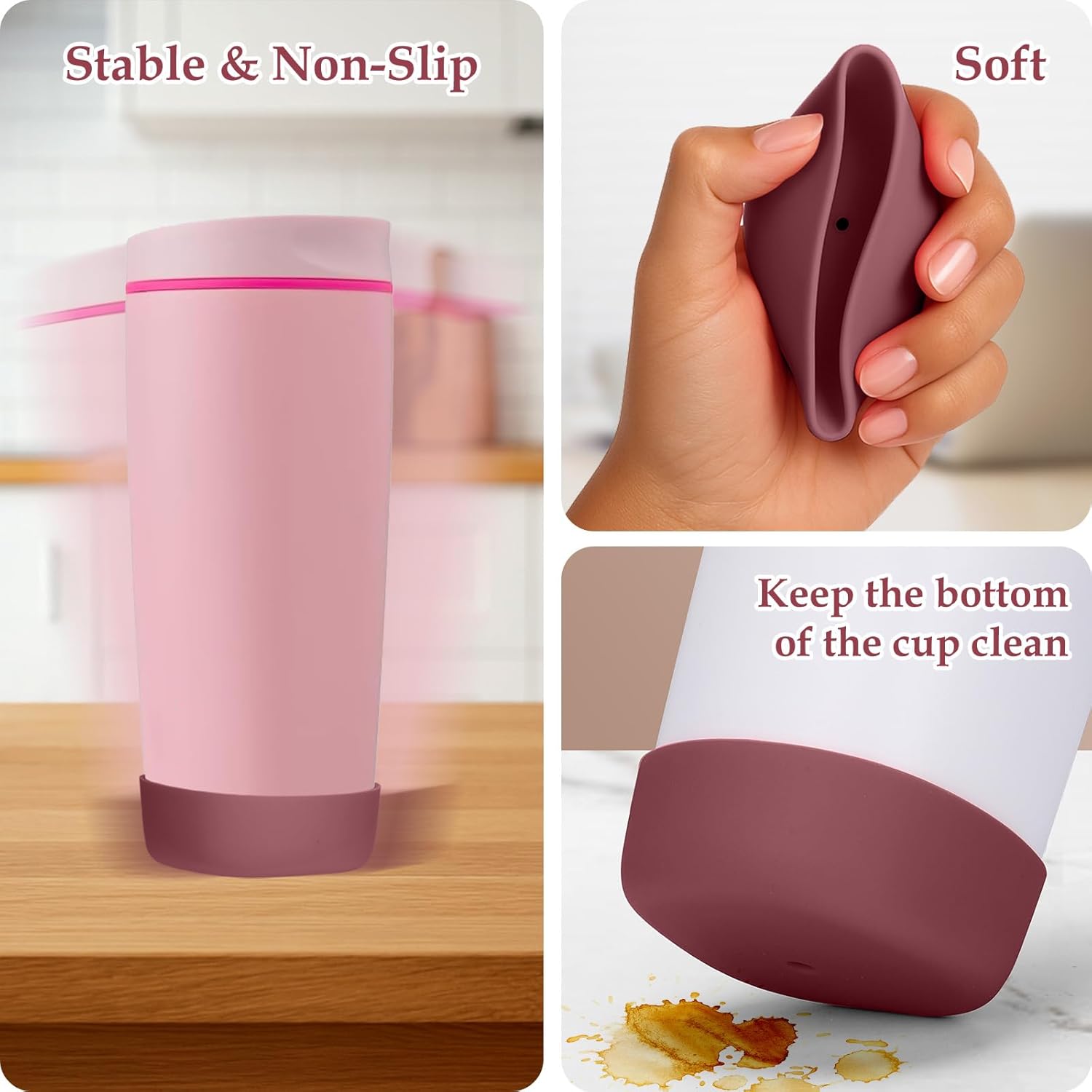 Mity rain 2PCS Protective Boot Compatible with Owala SmoothSip Slider 12 oz & 20 oz, Coffee Tumbler Silicone Boot Travel Mug Accessories,Anti-Slip, Noise-Reducing,Prevents Scratches