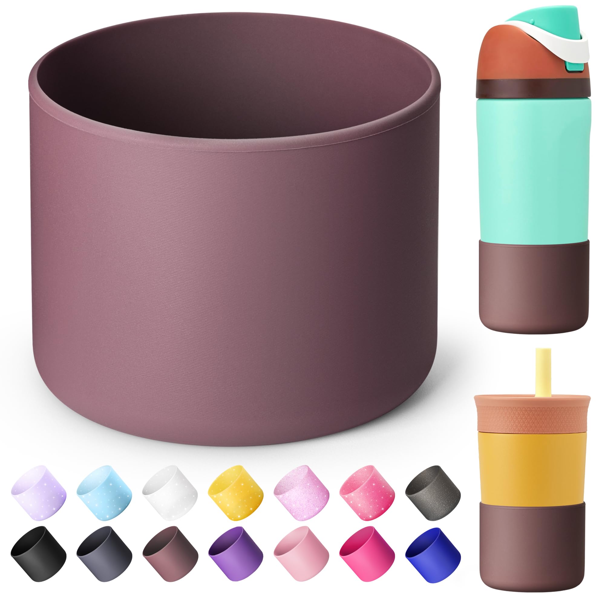 Silicone Boot for Owala FreeSip 16 oz & Flip 14 oz Insulated Stainless-Steel Water Bottle, Anti-Slip Protective Sleeve for Kids 12 oz Tumbler