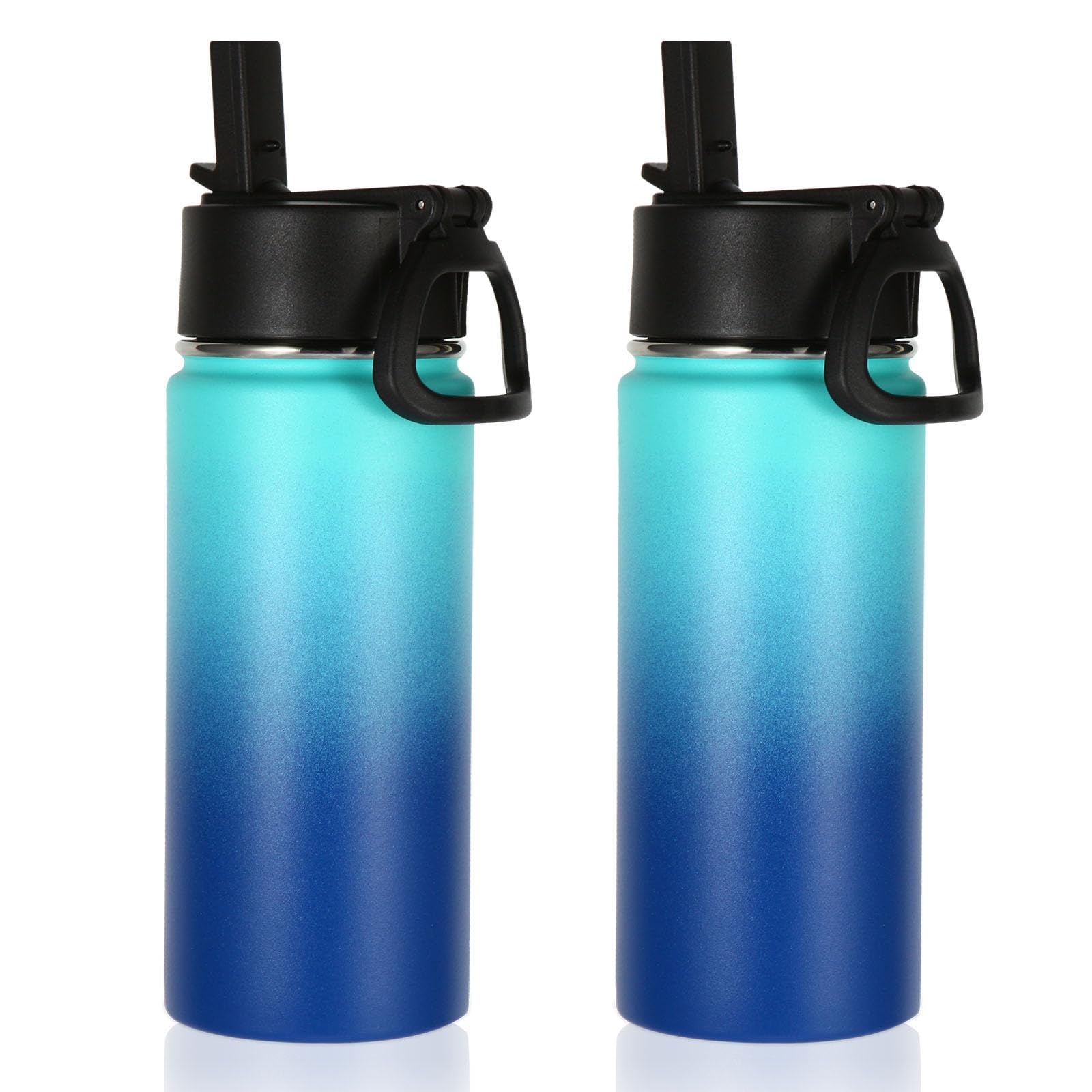 Volhoply 16 OZ Kids Water Bottle Bulk 8 Pack,Insulated Sports Bottles with Straw Lid,Stainless Steel Bottle with Handle Keep Cold & Hot,Double Wall Vacuum Tumbler Cups for School(Assorted, 8)