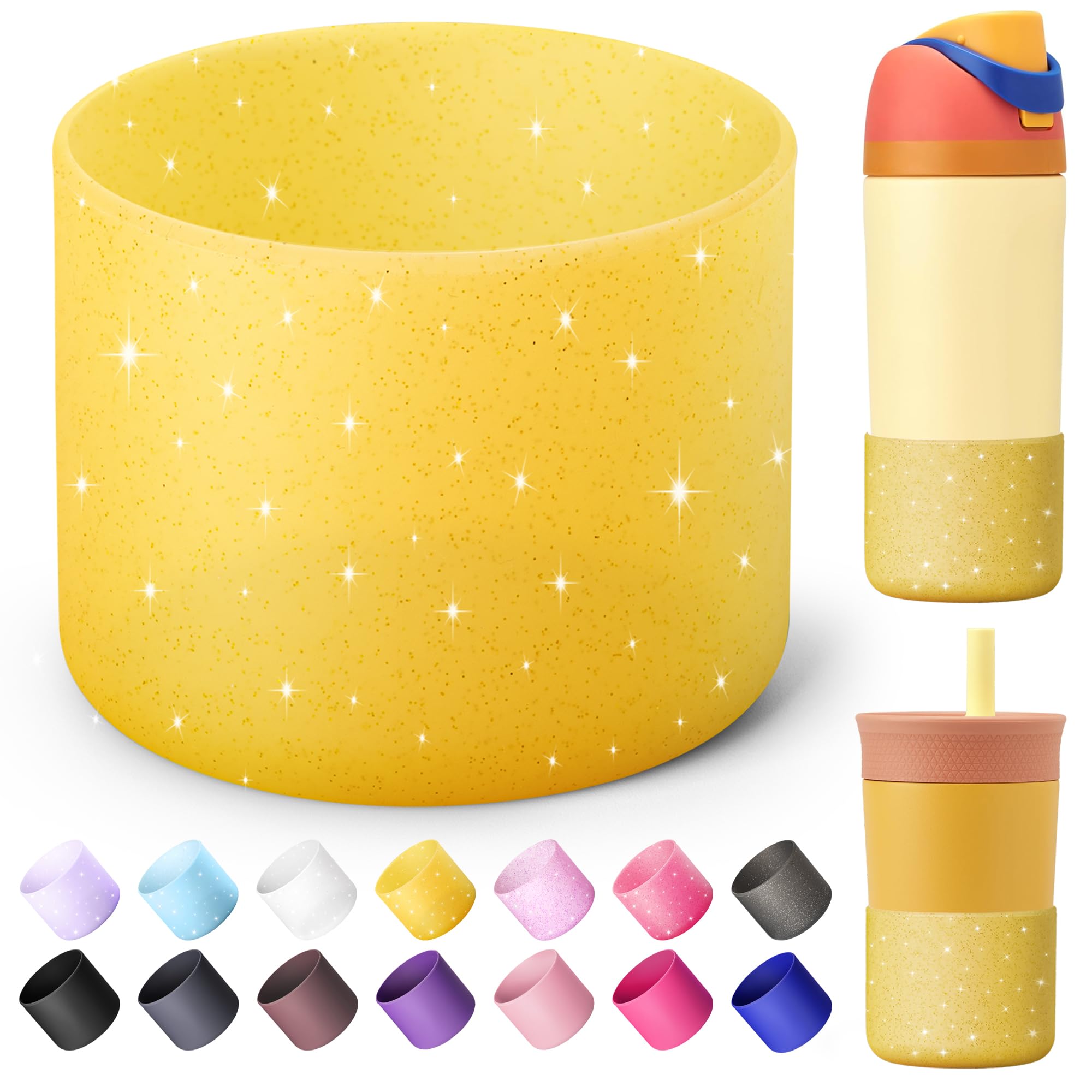 Silicone Boot for Owala FreeSip 16 oz & Flip 14 oz Insulated Stainless-Steel Water Bottle, Anti-Slip Protective Sleeve for Kids 12 oz Tumbler