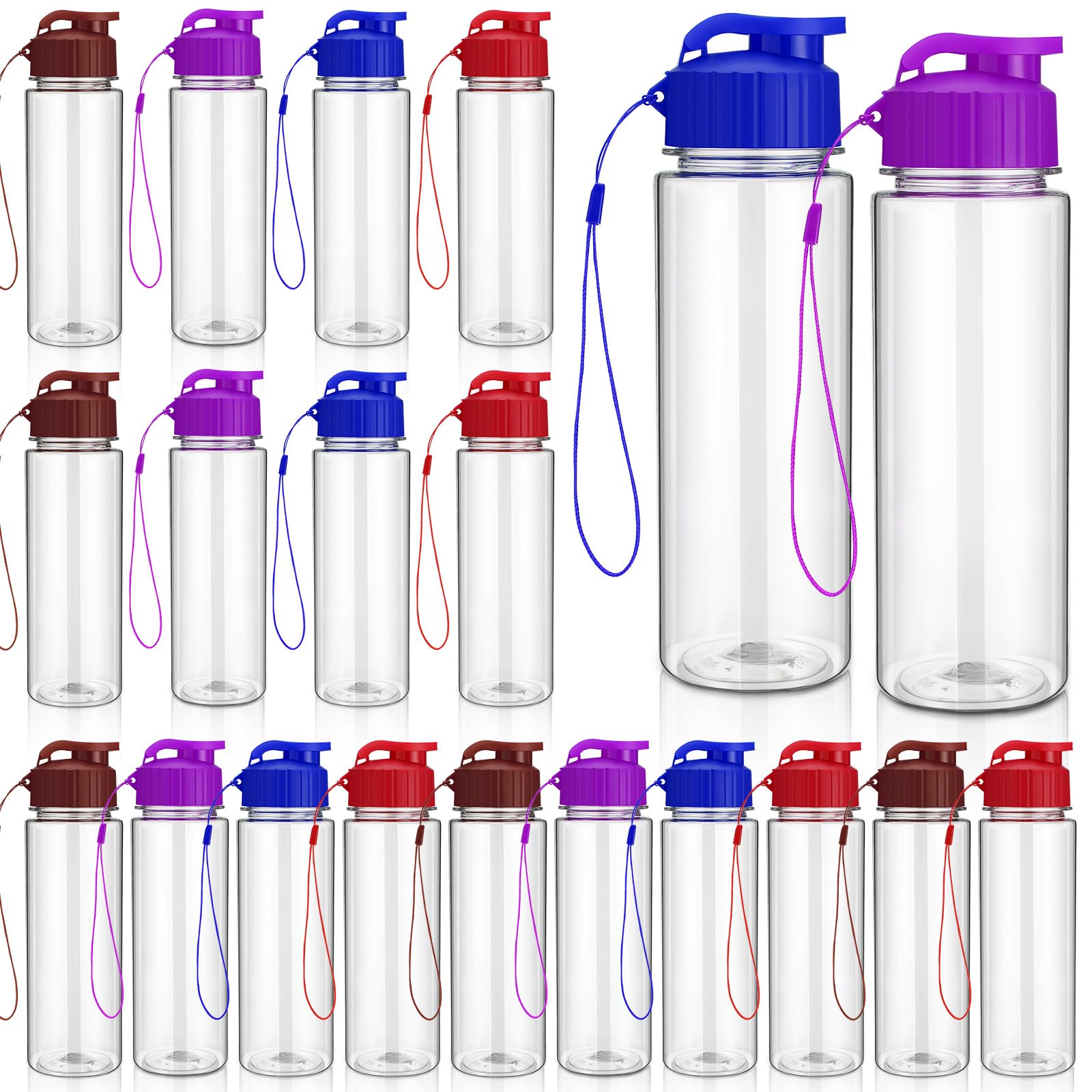 Mifoci 72 Pieces Water Bottle Bulk 17 oz Plastic Water Bottles Bulk Gym Sports Adults Reusable Large Bottles with Leak Proof Flip Top for Party Outdoor (Black)