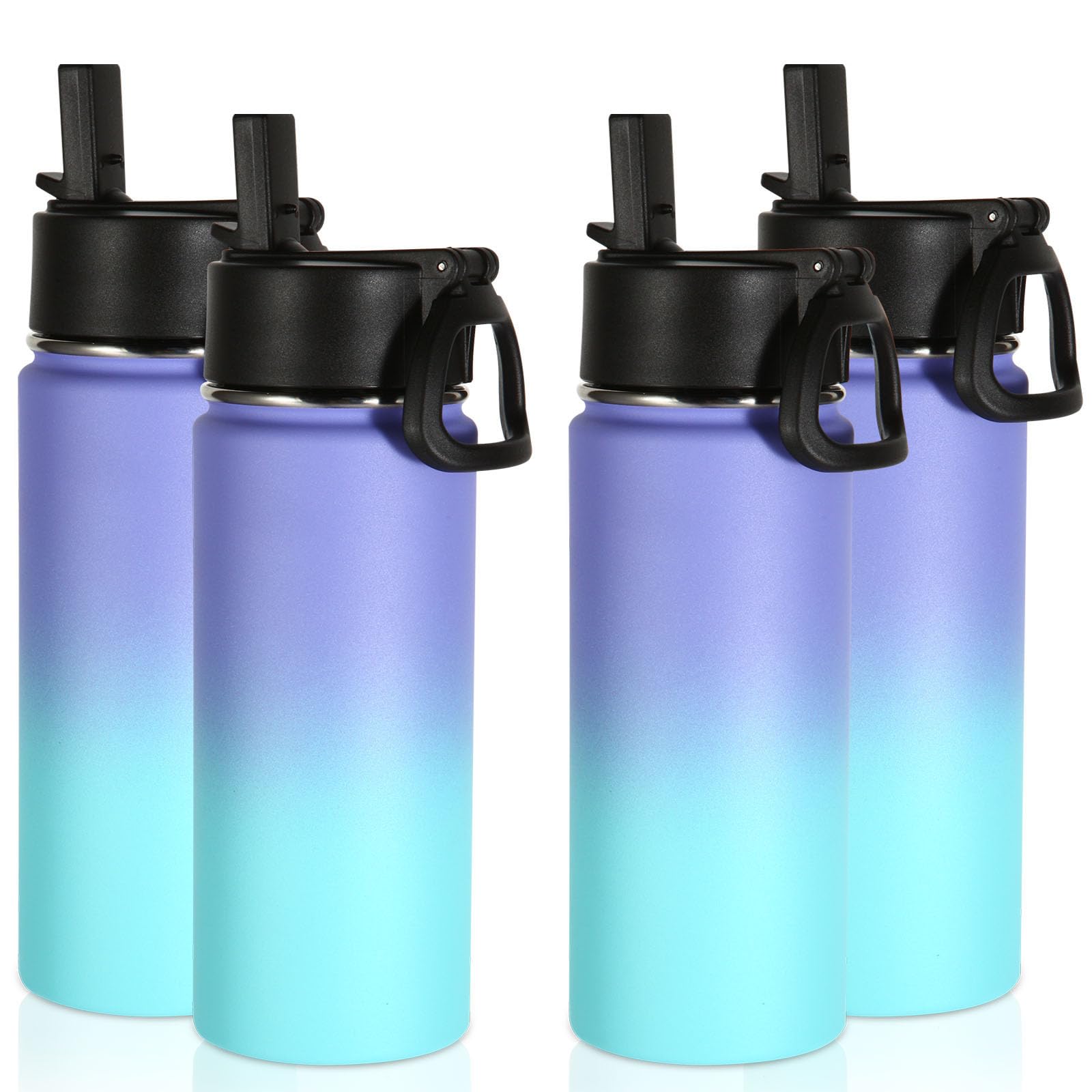 Volhoply 16 OZ Kids Water Bottle Bulk 8 Pack,Insulated Sports Bottles with Straw Lid,Stainless Steel Bottle with Handle Keep Cold & Hot,Double Wall Vacuum Tumbler Cups for School(Assorted, 8)