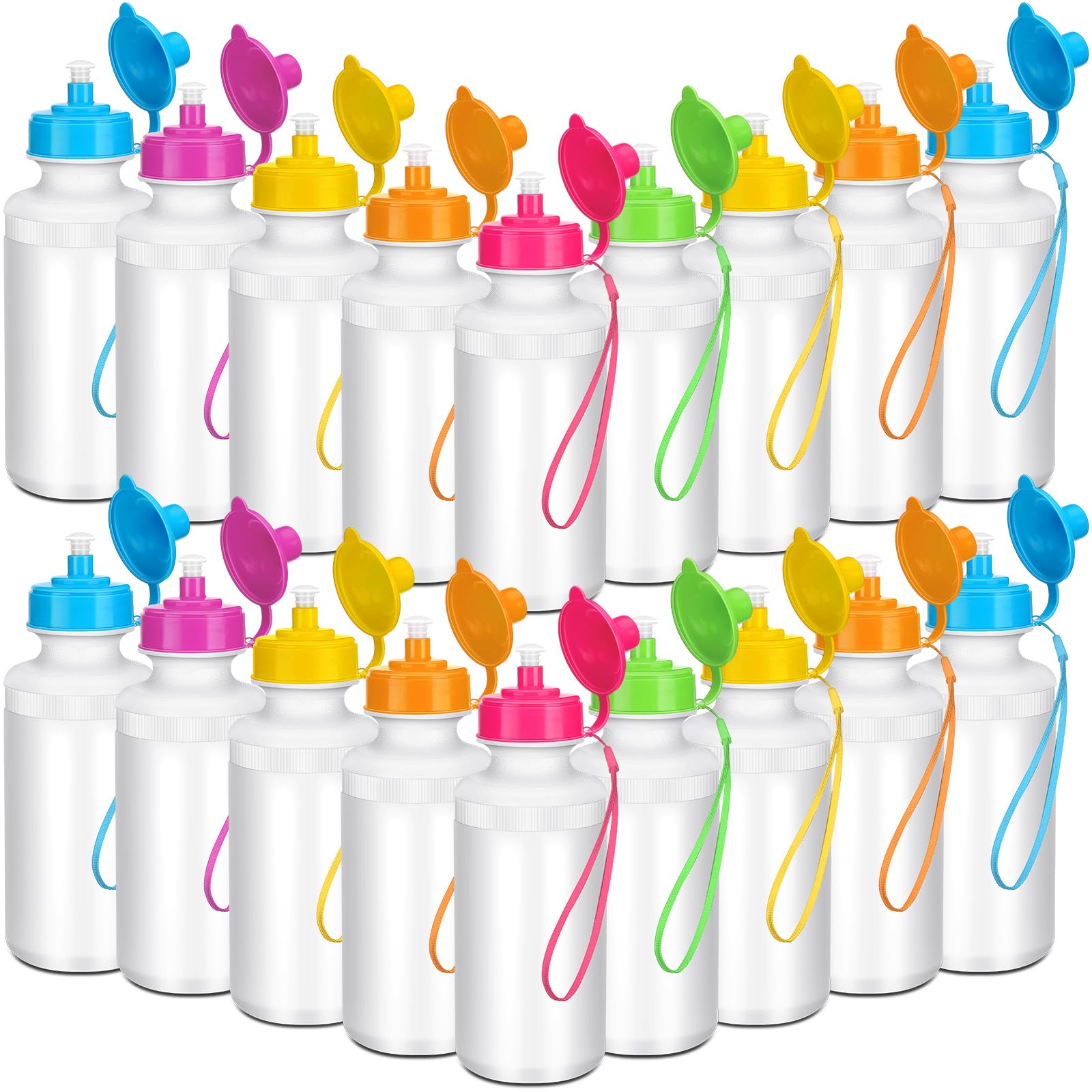 Zubebe 36 Pcs Sports Water Bottles Bulk Squeeze Reusable Bpa-free Plastic Water Bottles End of the Year Gifts Summer Gifts for Students School Travel Hiking Cycling Event Team Gift