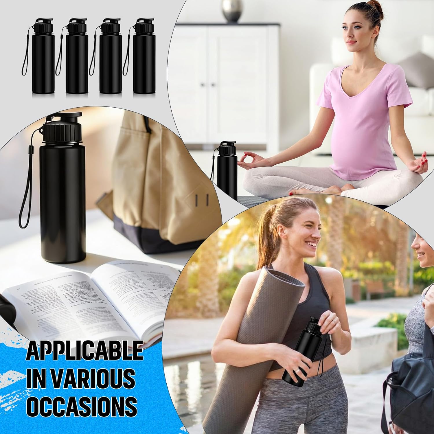 Mifoci 72 Pieces Water Bottle Bulk 17 oz Plastic Water Bottles Bulk Gym Sports Adults Reusable Large Bottles with Leak Proof Flip Top for Party Outdoor (Black)