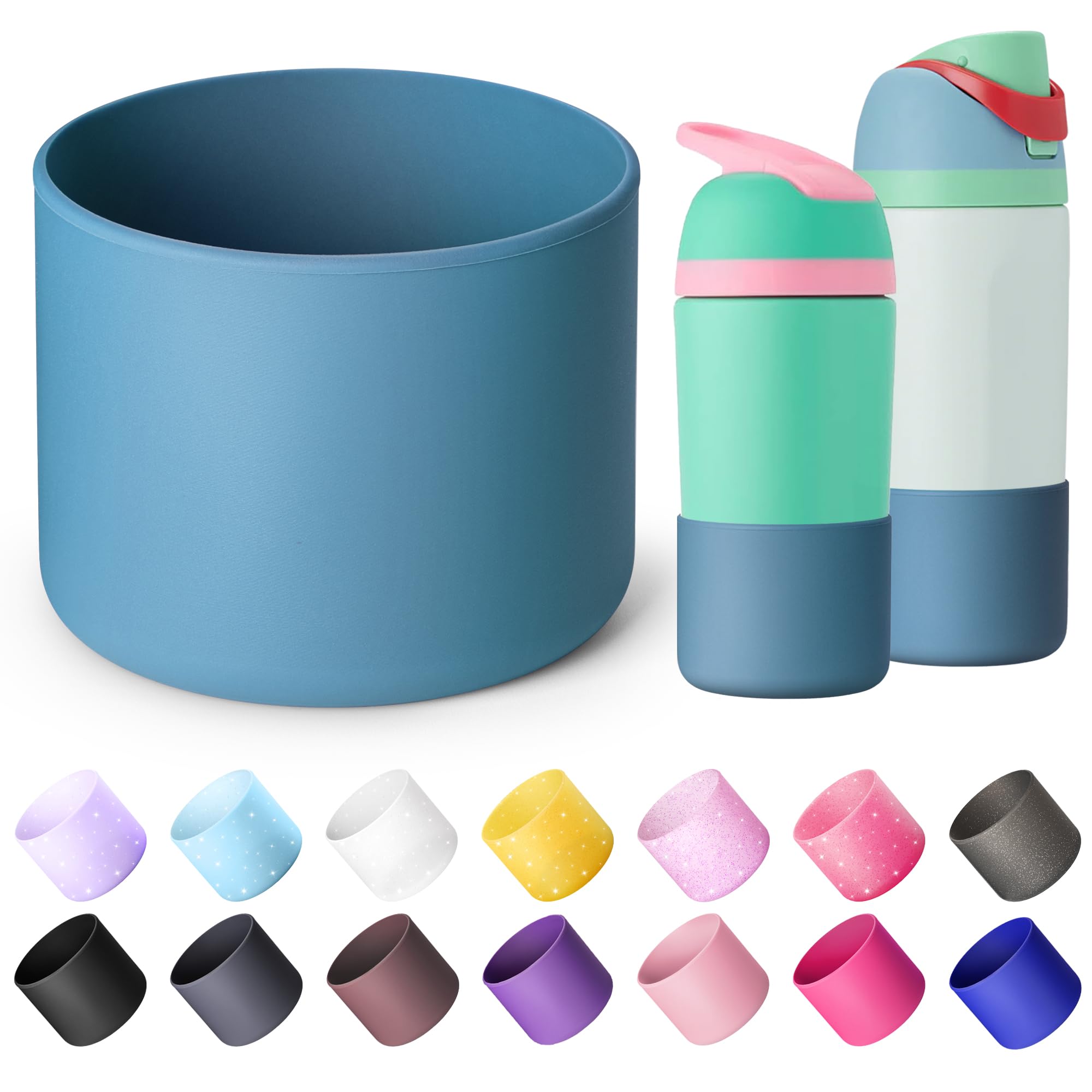 Silicone Boot for Owala FreeSip 16 oz & Flip 14 oz Insulated Stainless-Steel Water Bottle, Anti-Slip Protective Sleeve for Kids 12 oz Tumbler