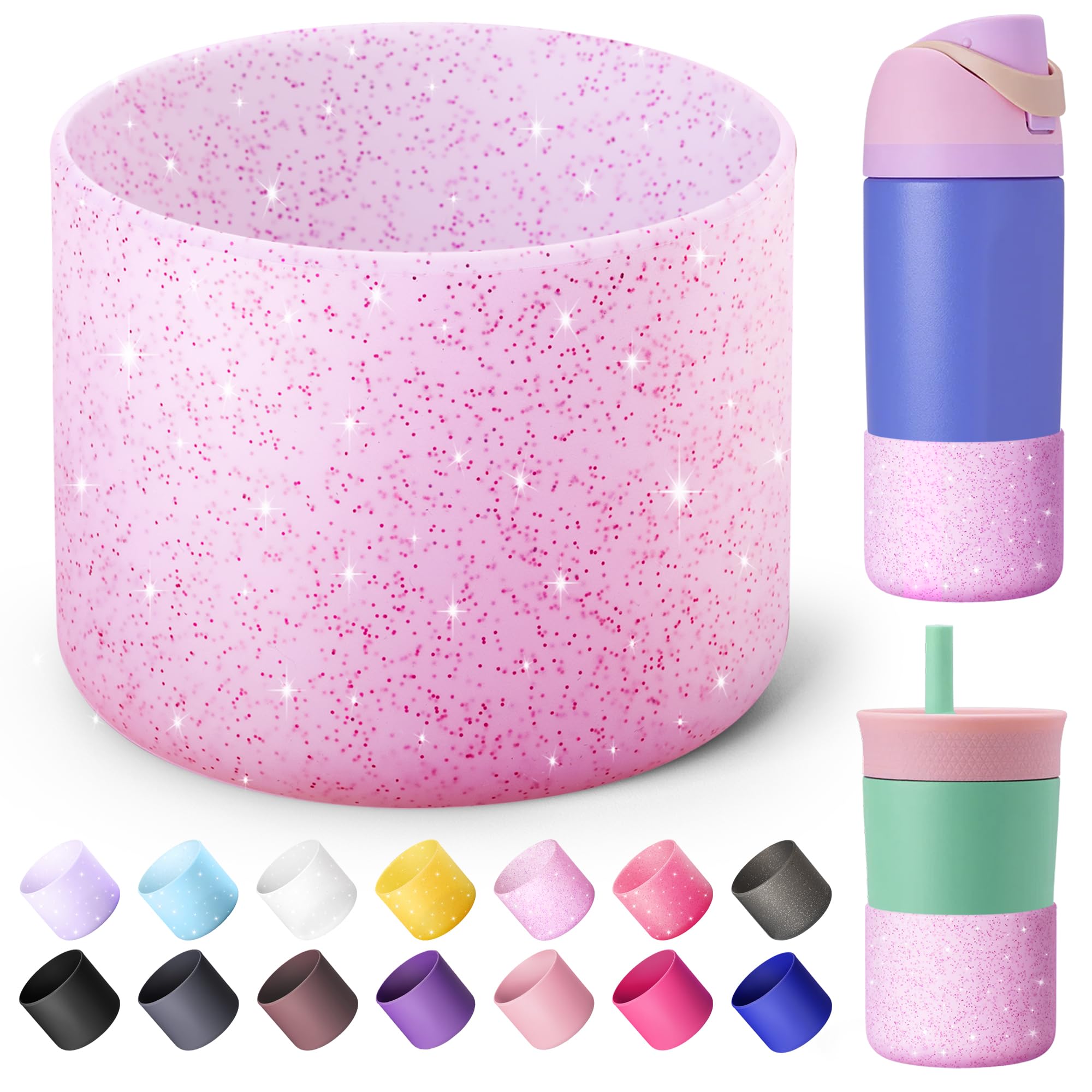 Silicone Boot for Owala FreeSip 16 oz & Flip 14 oz Insulated Stainless-Steel Water Bottle, Anti-Slip Protective Sleeve for Kids 12 oz Tumbler