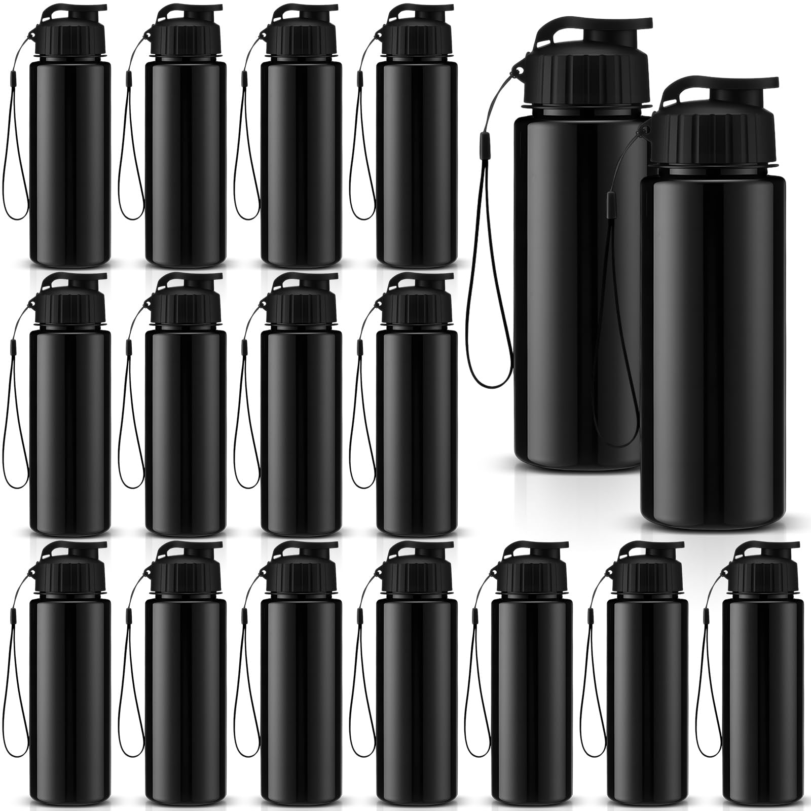 Mifoci 72 Pieces Water Bottle Bulk 17 oz Plastic Water Bottles Bulk Gym Sports Adults Reusable Large Bottles with Leak Proof Flip Top for Party Outdoor (Black)