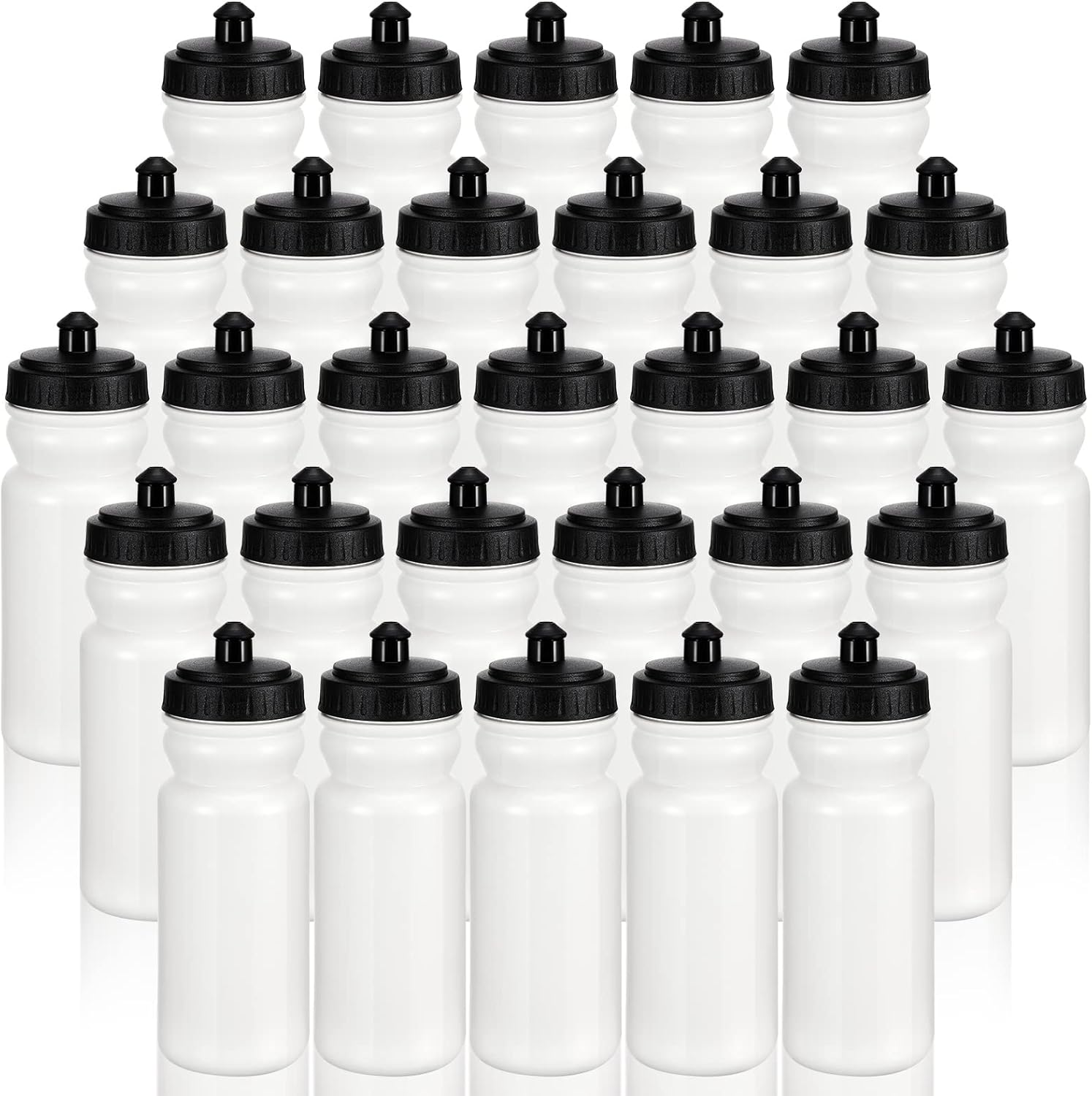 Suclain 50 Pieces Sports Water Bottles 20 oz Water Bottles Squeeze in Bulk Reusable Plastic Water Bottles BPA Free Blank Water Bottles for Major Sporting Events Adults