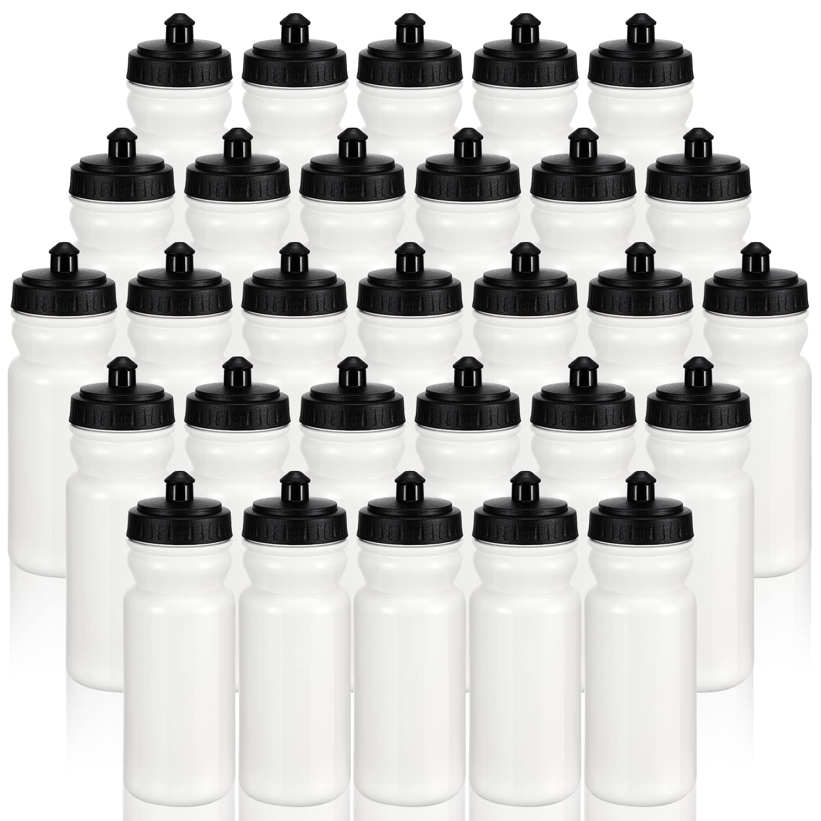 Suclain 50 Pieces Sports Water Bottles 20 oz Water Bottles Squeeze in Bulk Reusable Plastic Water Bottles BPA Free Blank Water Bottles for Major Sporting Events Adults