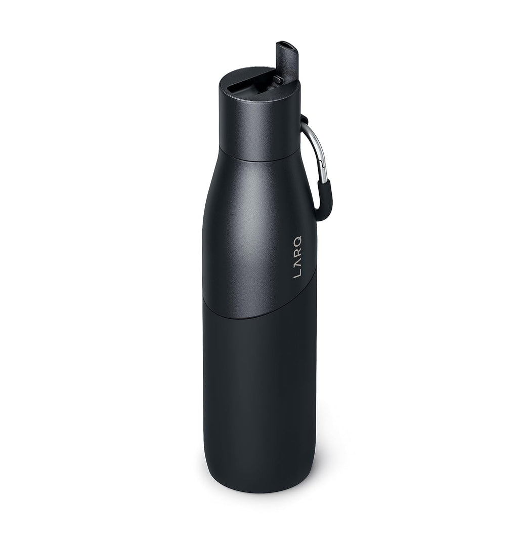 LARQ Bottle Movement Filtered - Lightweight Non-Insulated Stainless Steel Water Bottle BPA Free with Nano Zero Technology and Long-Lasting Filters, White/Pebble, 32oz