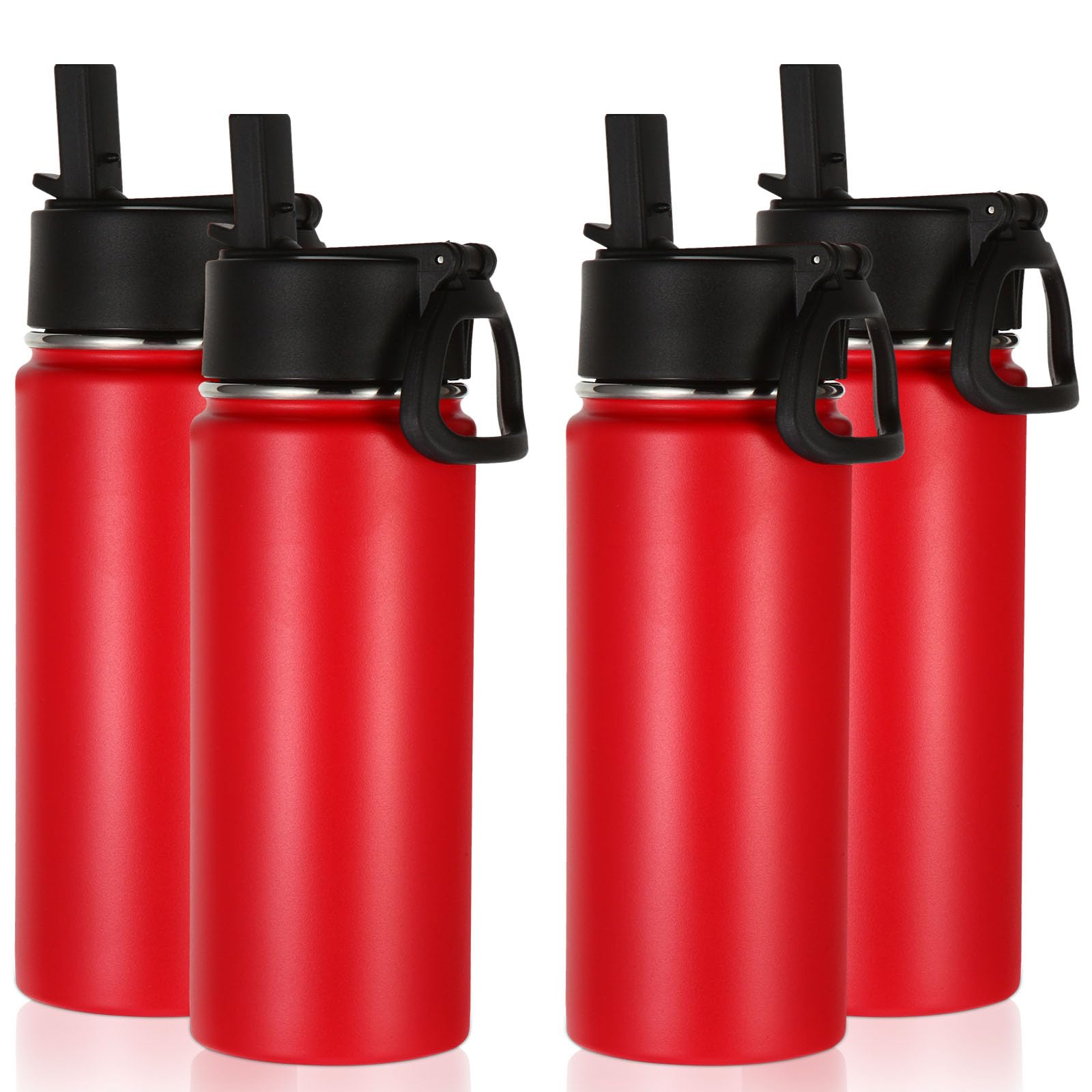 Volhoply 16 OZ Kids Water Bottle Bulk 8 Pack,Insulated Sports Bottles with Straw Lid,Stainless Steel Bottle with Handle Keep Cold & Hot,Double Wall Vacuum Tumbler Cups for School(Assorted, 8)