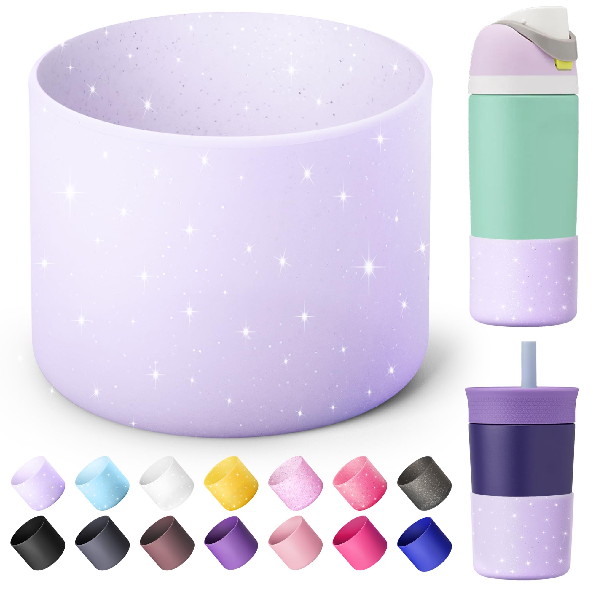 Silicone Boot for Owala FreeSip 16 oz & Flip 14 oz Insulated Stainless-Steel Water Bottle, Anti-Slip Protective Sleeve for Kids 12 oz Tumbler