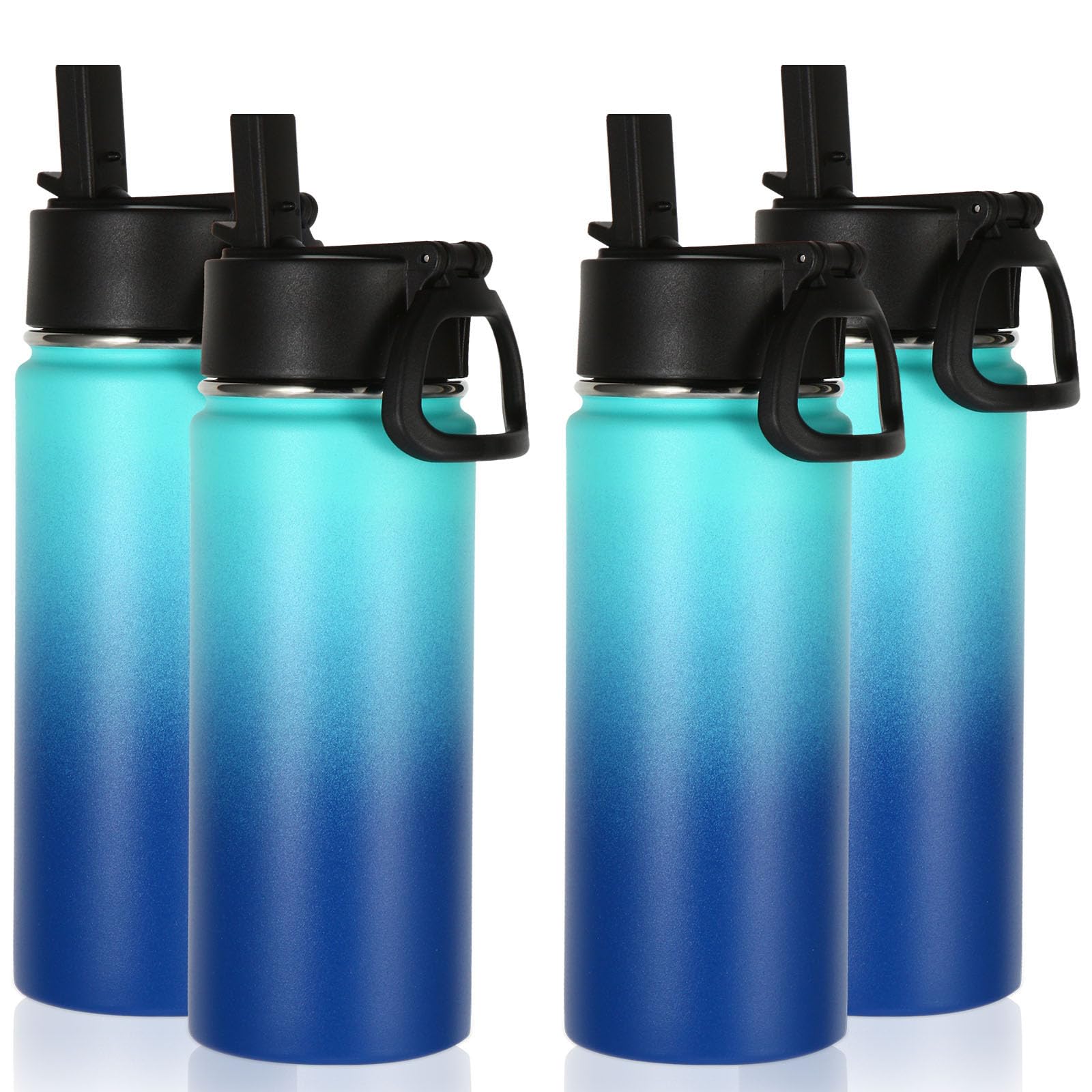 Volhoply 16 OZ Kids Water Bottle Bulk 8 Pack,Insulated Sports Bottles with Straw Lid,Stainless Steel Bottle with Handle Keep Cold & Hot,Double Wall Vacuum Tumbler Cups for School(Assorted, 8)