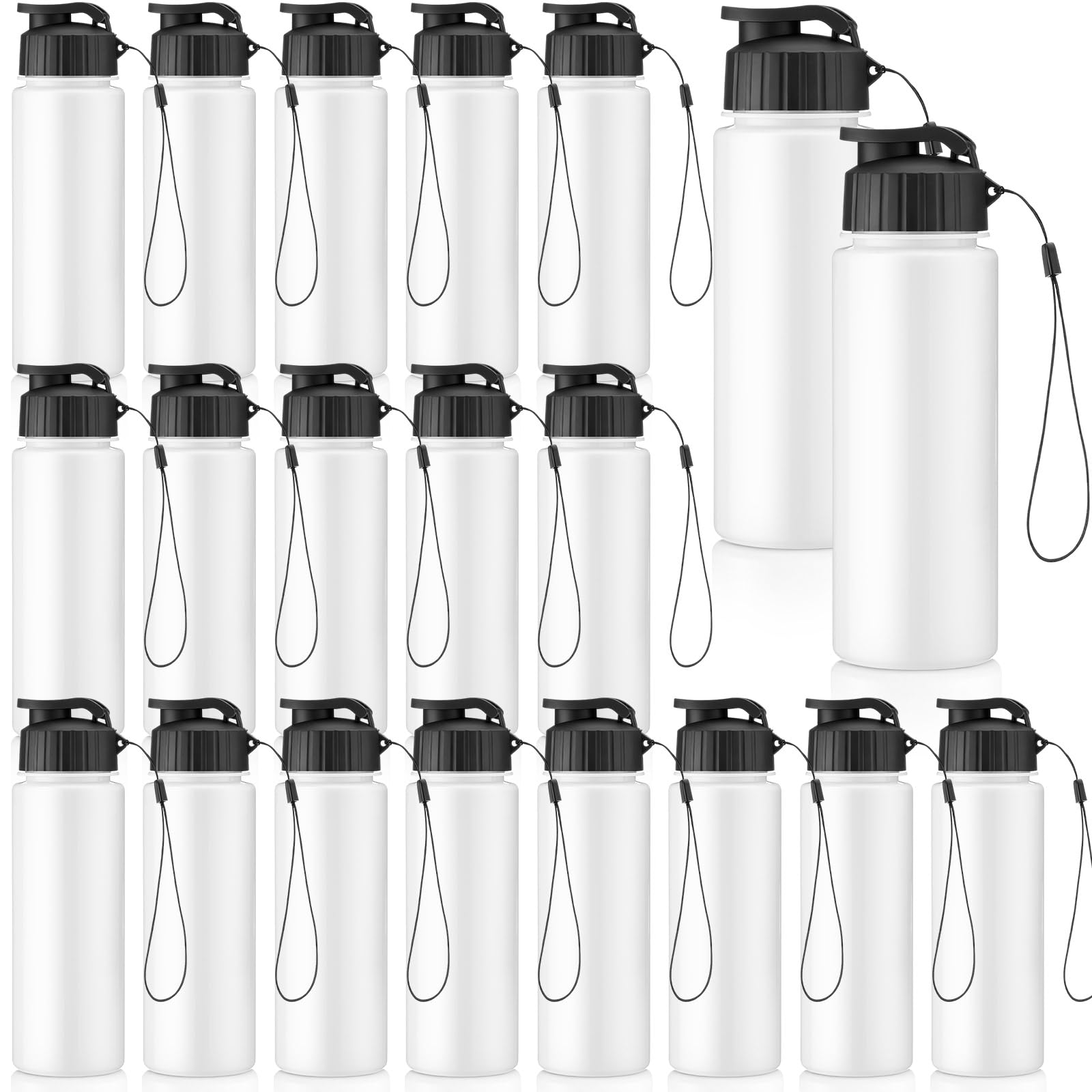 Mifoci 72 Pieces Water Bottle Bulk 17 oz Plastic Water Bottles Bulk Gym Sports Adults Reusable Large Bottles with Leak Proof Flip Top for Party Outdoor (Black)