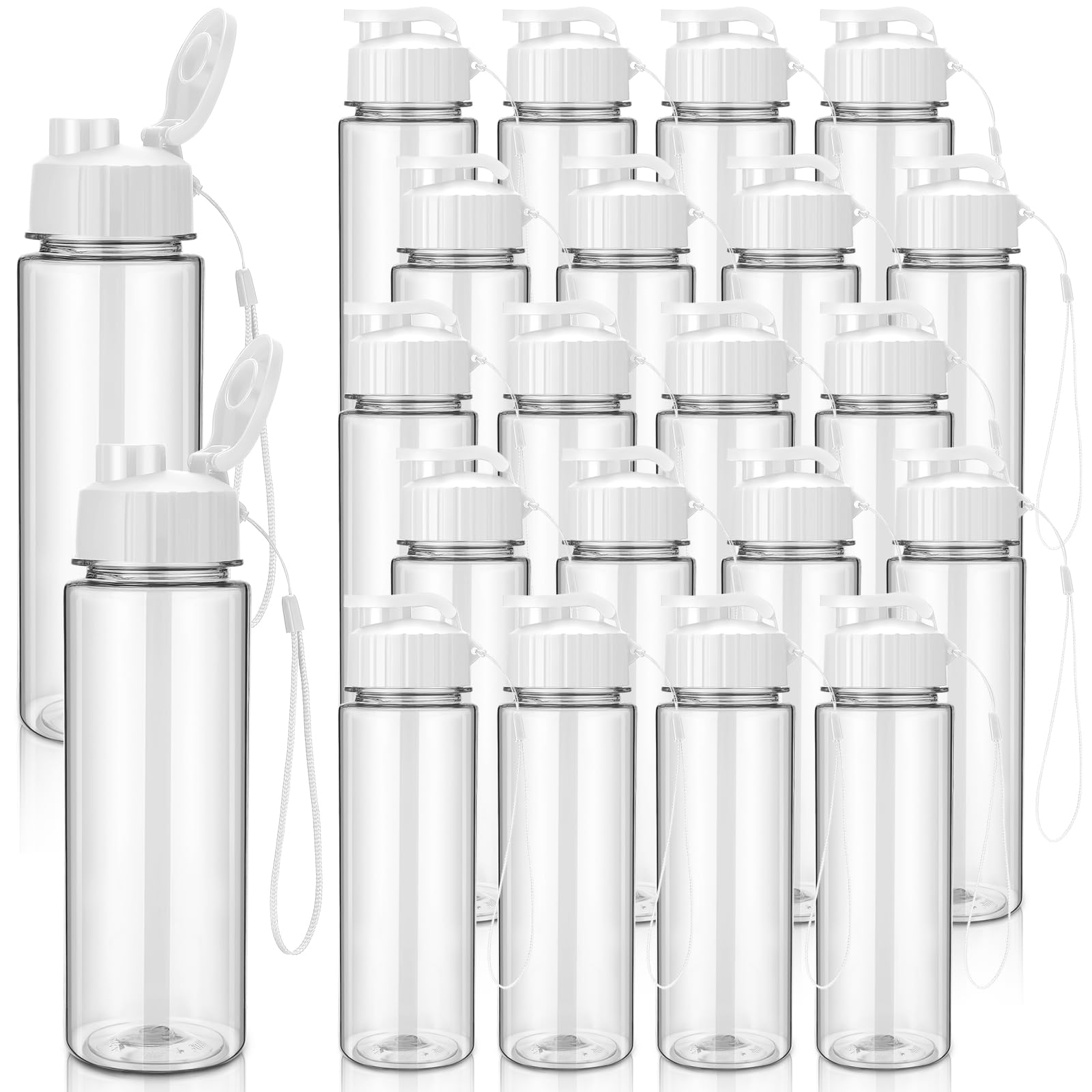 Mifoci 72 Pieces Water Bottle Bulk 17 oz Plastic Water Bottles Bulk Gym Sports Adults Reusable Large Bottles with Leak Proof Flip Top for Party Outdoor (Black)