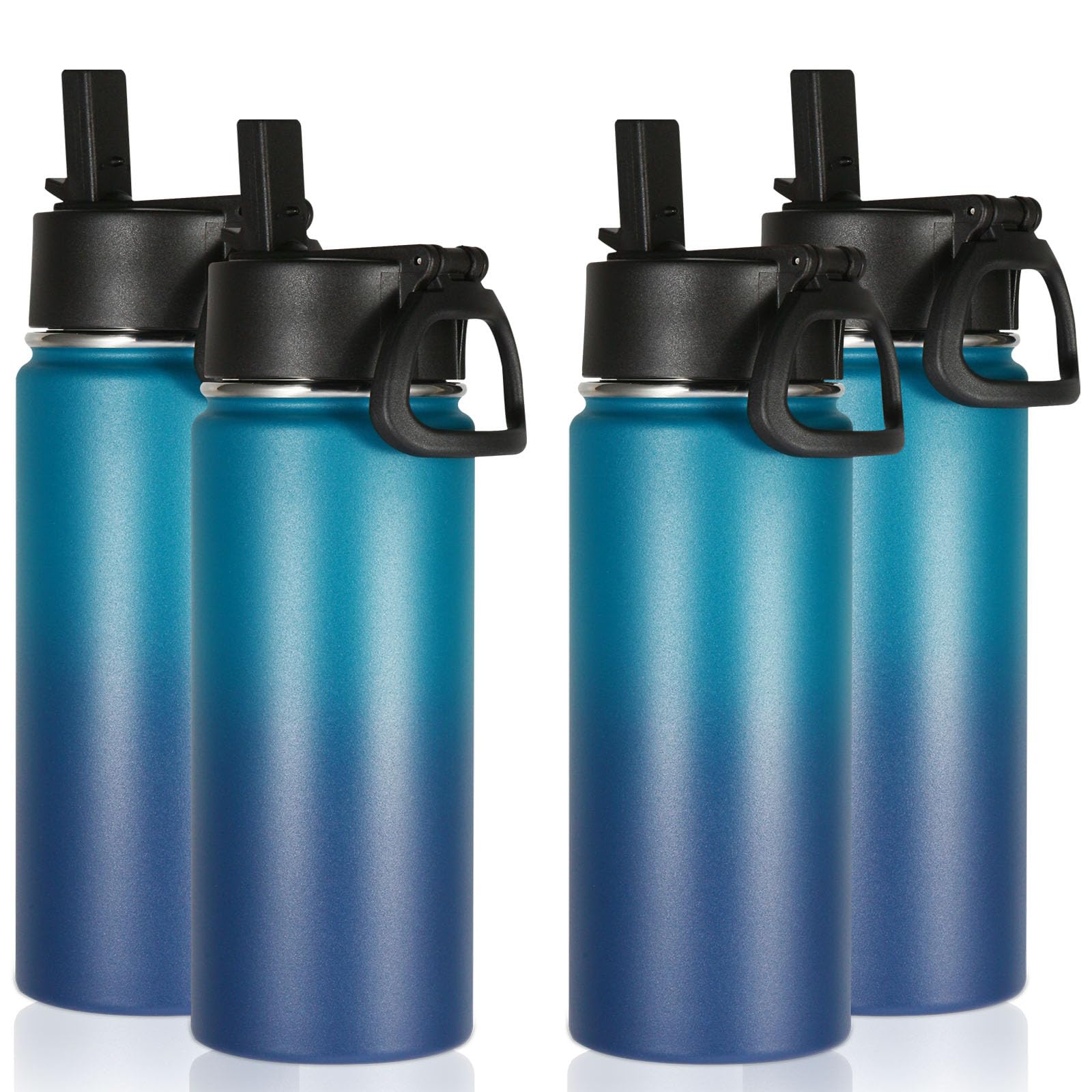 Volhoply 16 OZ Kids Water Bottle Bulk 8 Pack,Insulated Sports Bottles with Straw Lid,Stainless Steel Bottle with Handle Keep Cold & Hot,Double Wall Vacuum Tumbler Cups for School(Assorted, 8)