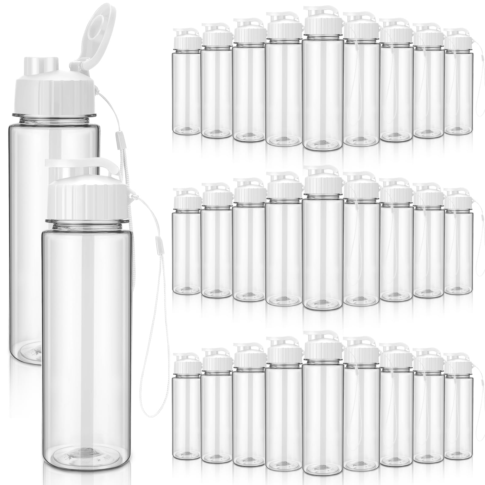 Mifoci 72 Pieces Water Bottle Bulk 17 oz Plastic Water Bottles Bulk Gym Sports Adults Reusable Large Bottles with Leak Proof Flip Top for Party Outdoor (Black)