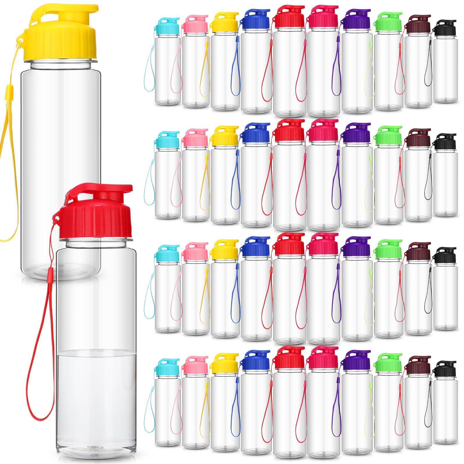 Mifoci 72 Pieces Water Bottle Bulk 17 oz Plastic Water Bottles Bulk Gym Sports Adults Reusable Large Bottles with Leak Proof Flip Top for Party Outdoor (Black)