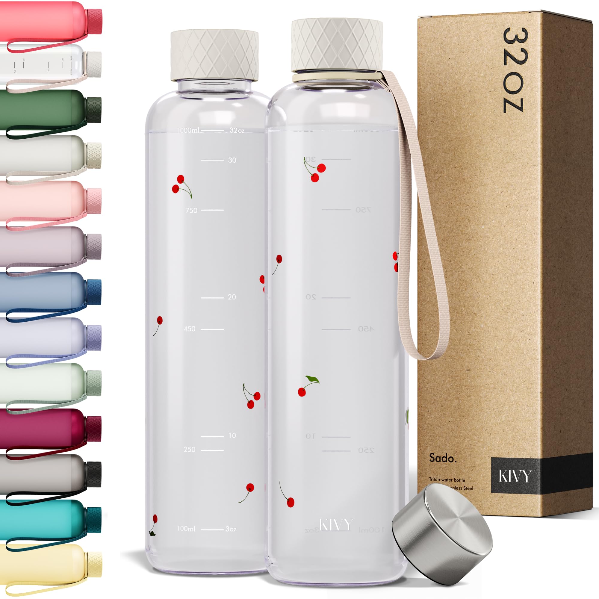 KIVY Large Water Bottle 50oz [Lightweight & Shatterproof] Fits Backpack & Cupholder for Travel, Sports, School - Extra large water bottle no straw - 1.5 Liter water bottles - 50oz Water bottle Green