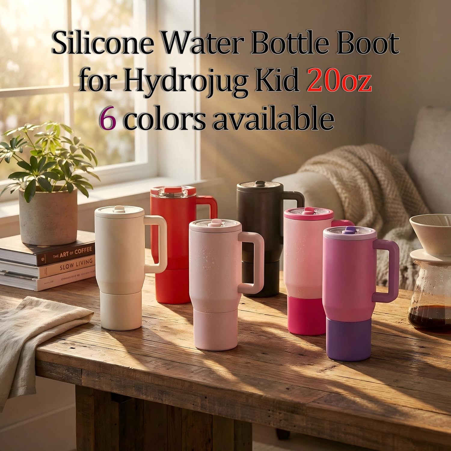 Silicone Boot for HydroJug 20 oz Insulated Kids Bottles & Tumblers - Non-Slip, Scratch-Resistant, Stability Enhancer, Anti-Slip Protective Sleeve (Rose)