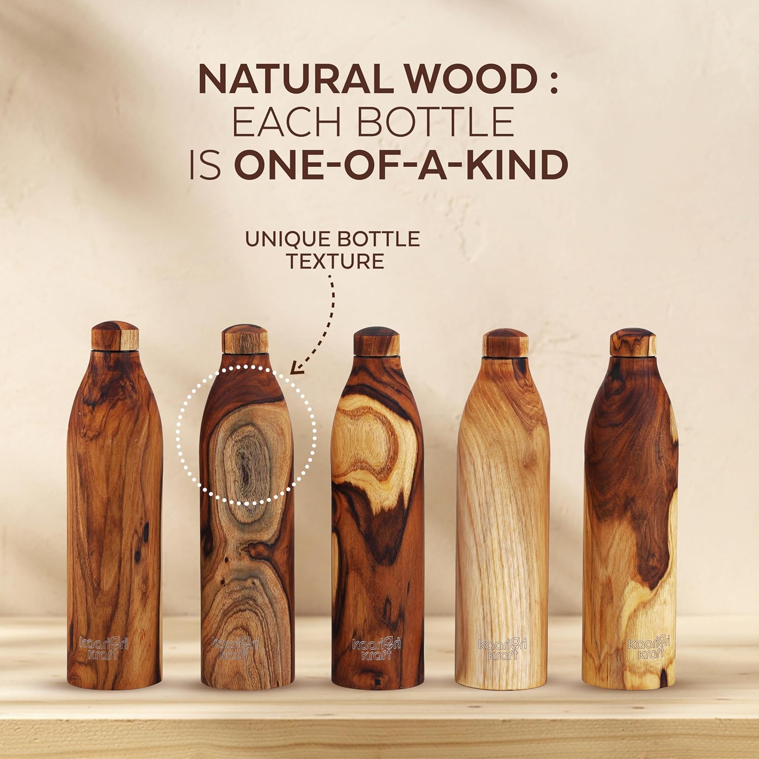 Copper Wooden Water Bottle | BPA Free | 32oz Water Bottle | Leak-Proof & Odorless | Perfect for Bottled Water Enthusiasts with a Sense of Humor