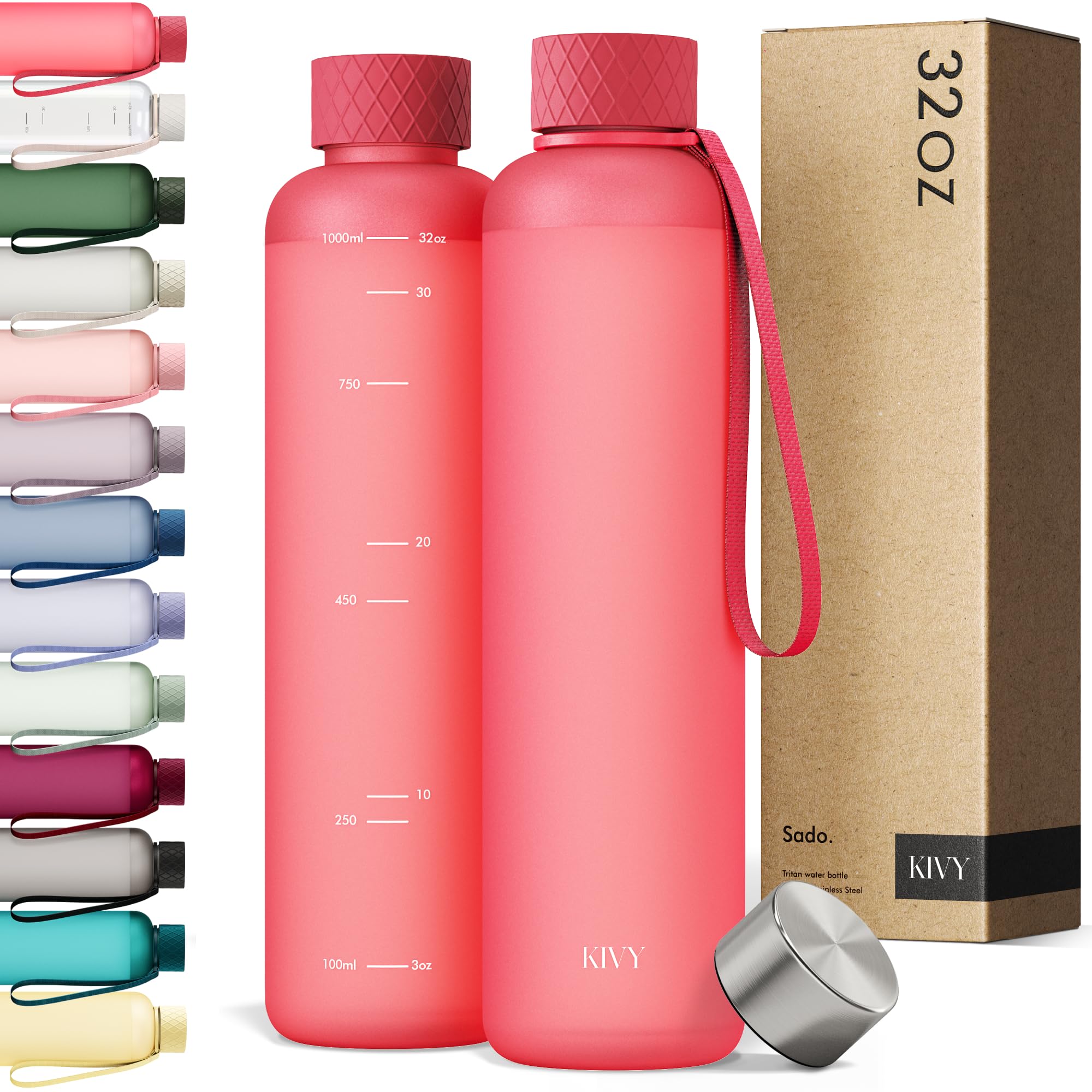 KIVY Large Water Bottle 50oz [Lightweight & Shatterproof] Fits Backpack & Cupholder for Travel, Sports, School - Extra large water bottle no straw - 1.5 Liter water bottles - 50oz Water bottle Green