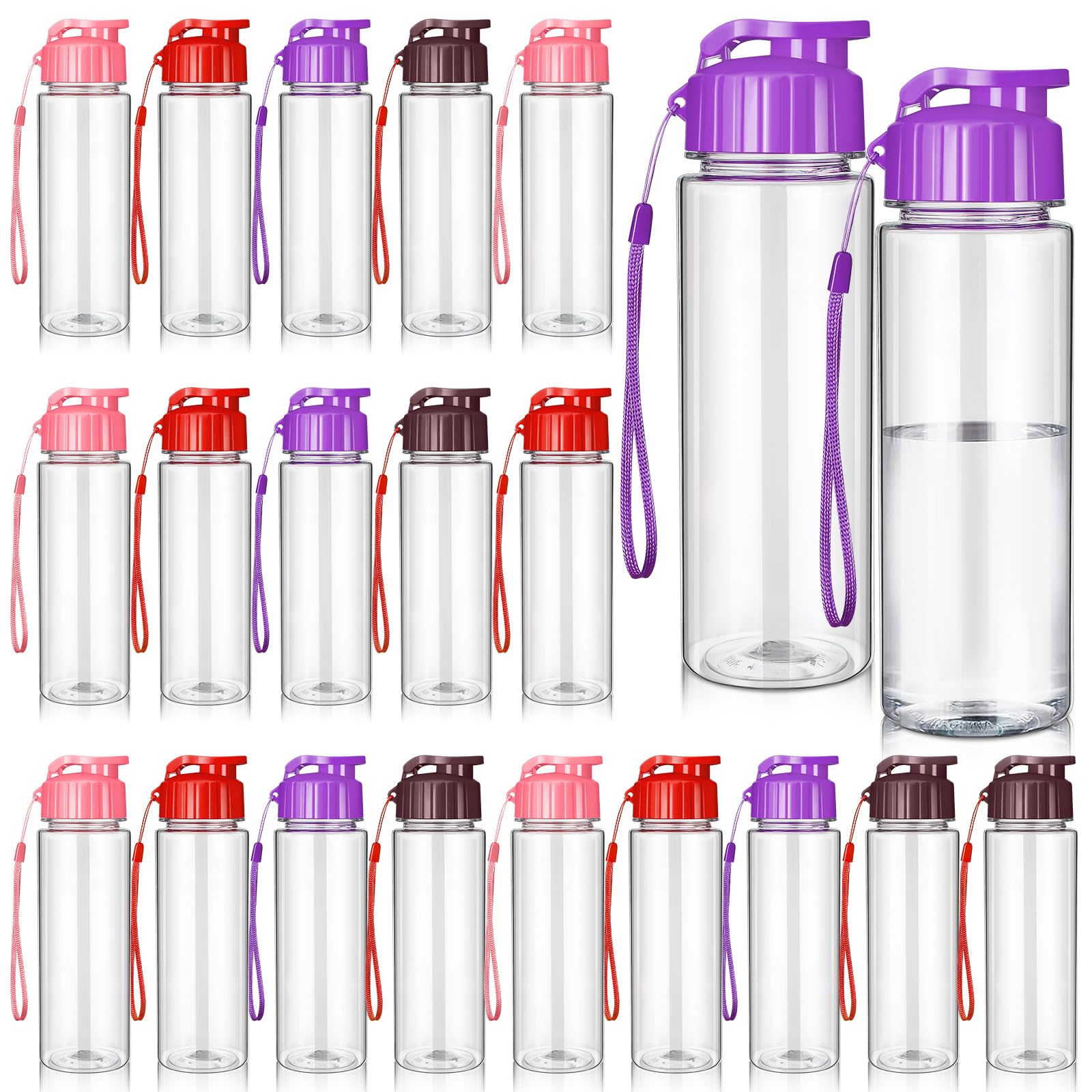 Mifoci 72 Pieces Water Bottle Bulk 17 oz Plastic Water Bottles Bulk Gym Sports Adults Reusable Large Bottles with Leak Proof Flip Top for Party Outdoor (Black)