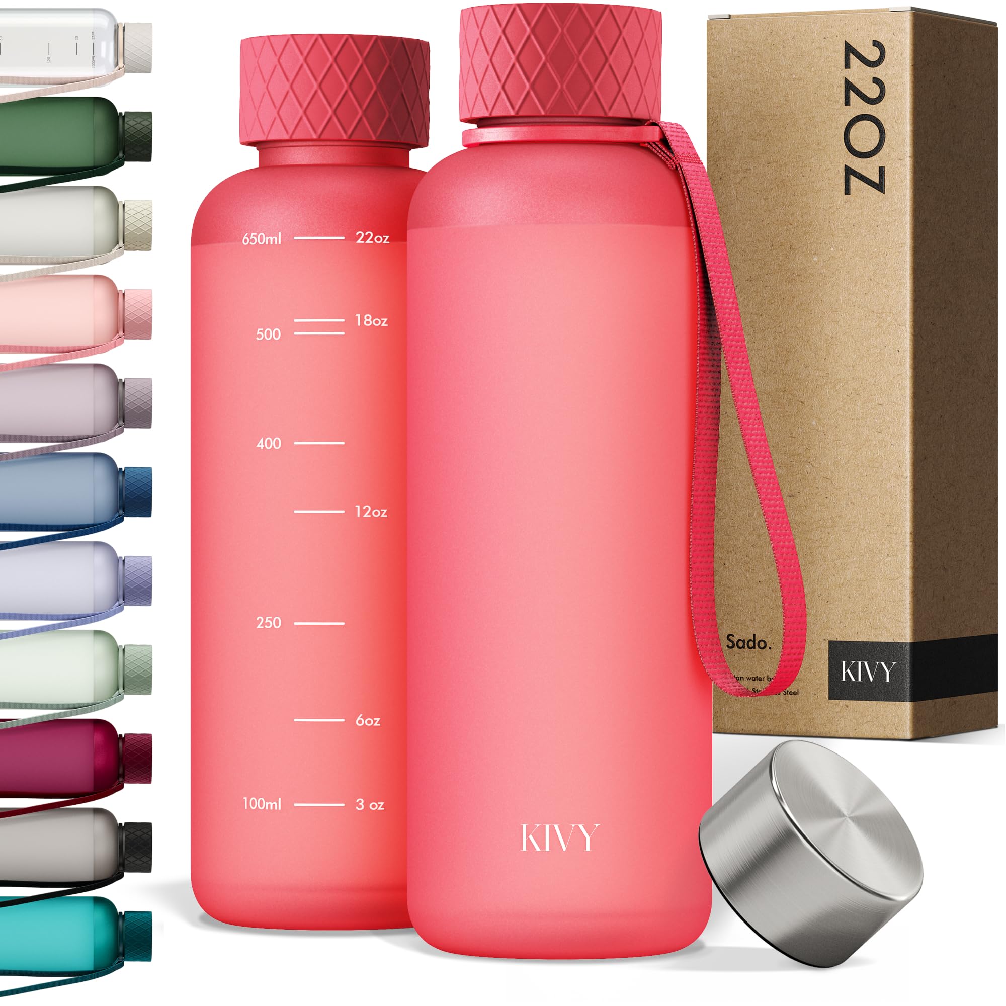 KIVY Large Water Bottle 50oz [Lightweight & Shatterproof] Fits Backpack & Cupholder for Travel, Sports, School - Extra large water bottle no straw - 1.5 Liter water bottles - 50oz Water bottle Green